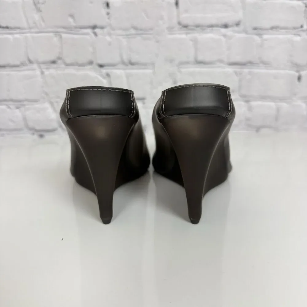 Yeezy Women’s Wedge Heels HL-03 Black Translucent TPU Heel Size 10 Slip On Shoe